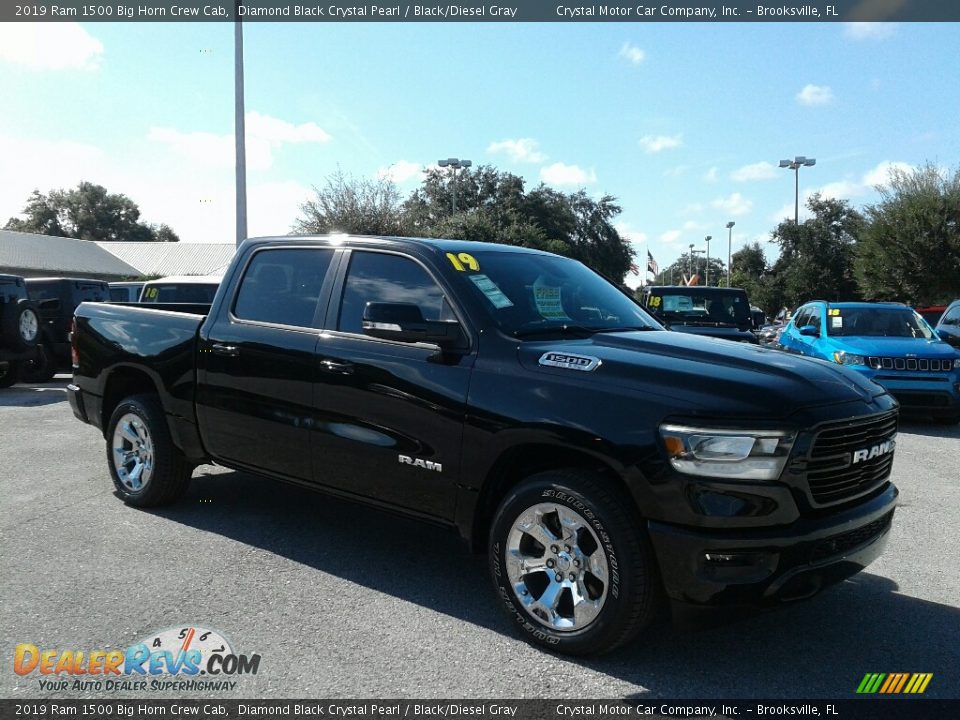 2019 Ram 1500 Big Horn Crew Cab Diamond Black Crystal Pearl / Black/Diesel Gray Photo #7