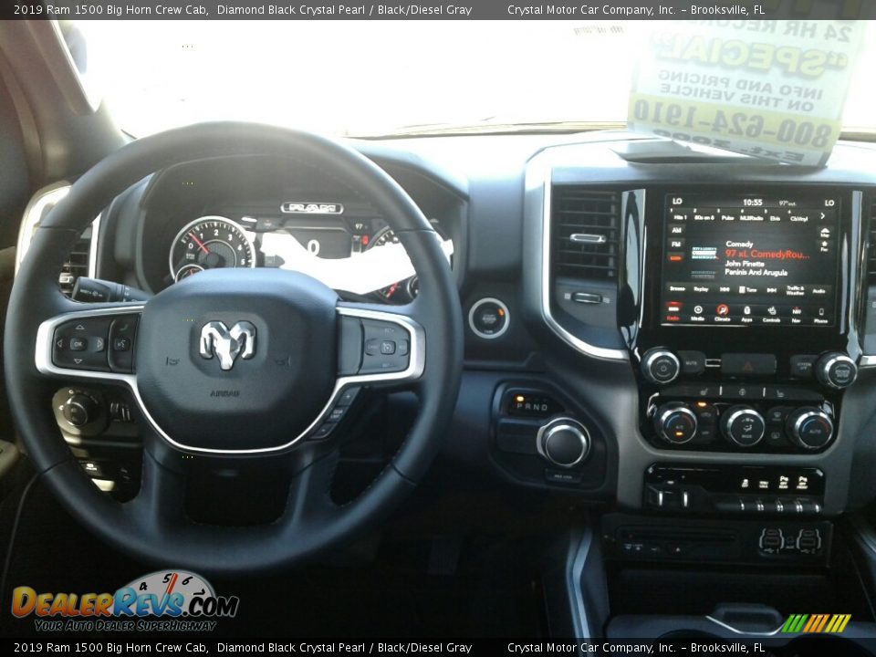 2019 Ram 1500 Big Horn Crew Cab Diamond Black Crystal Pearl / Black/Diesel Gray Photo #13