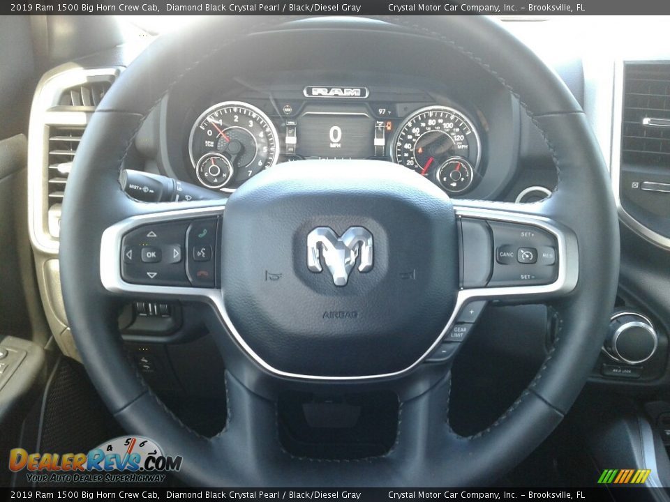 2019 Ram 1500 Big Horn Crew Cab Diamond Black Crystal Pearl / Black/Diesel Gray Photo #14
