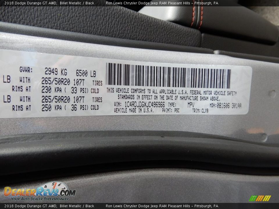 2018 Dodge Durango GT AWD Billet Metallic / Black Photo #15