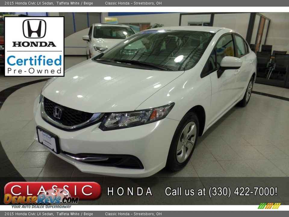 2015 Honda Civic LX Sedan Taffeta White / Beige Photo #1
