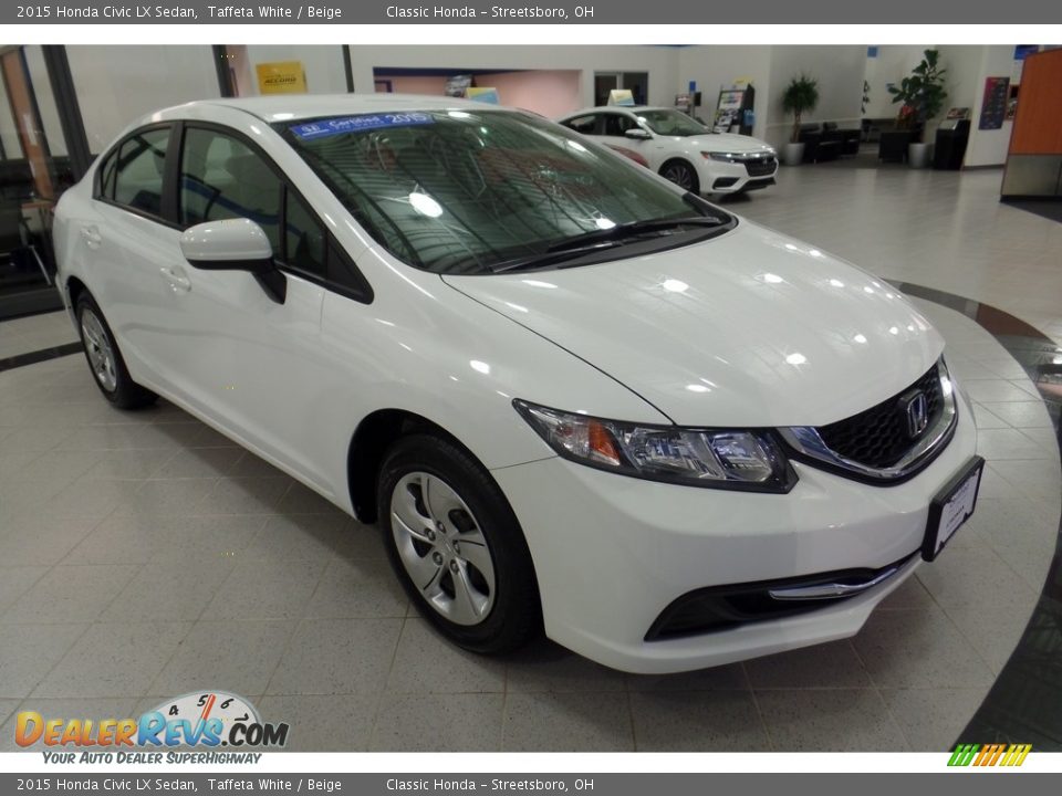 2015 Honda Civic LX Sedan Taffeta White / Beige Photo #3