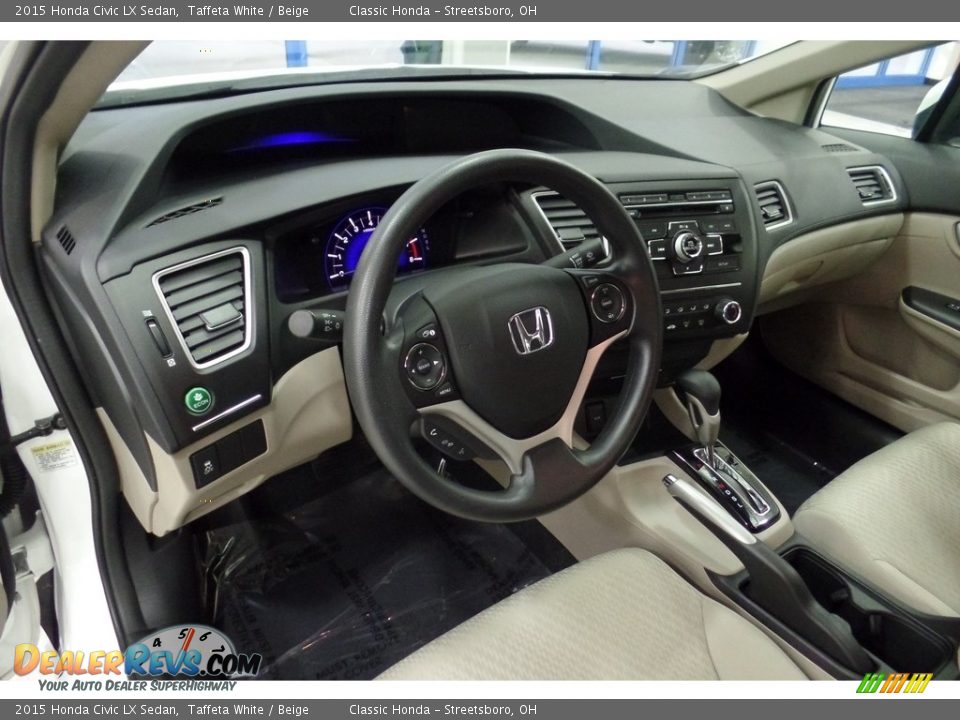 2015 Honda Civic LX Sedan Taffeta White / Beige Photo #26
