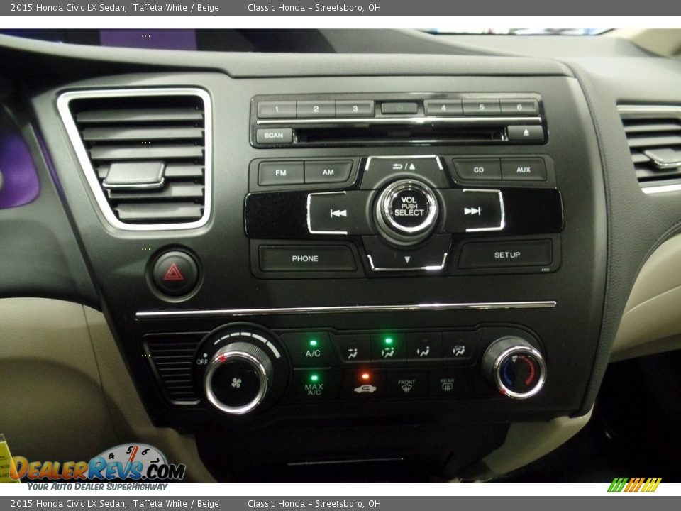 2015 Honda Civic LX Sedan Taffeta White / Beige Photo #33