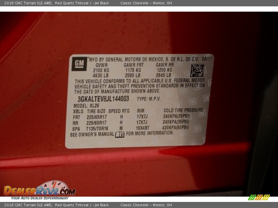 2018 GMC Terrain SLE AWD Red Quartz Tintcoat / ­Jet Black Photo #23