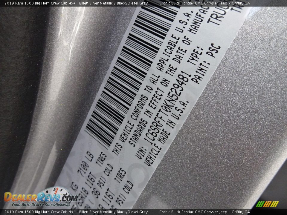 2019 Ram 1500 Big Horn Crew Cab 4x4 Billett Silver Metallic / Black/Diesel Gray Photo #15