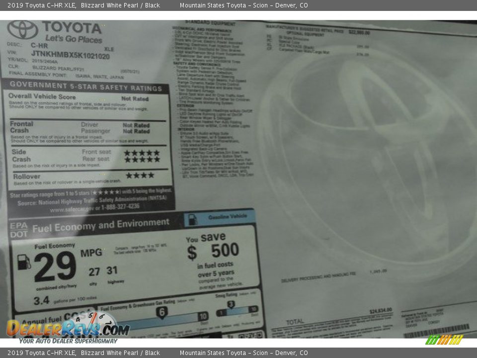 2019 Toyota C-HR XLE Blizzard White Pearl / Black Photo #36