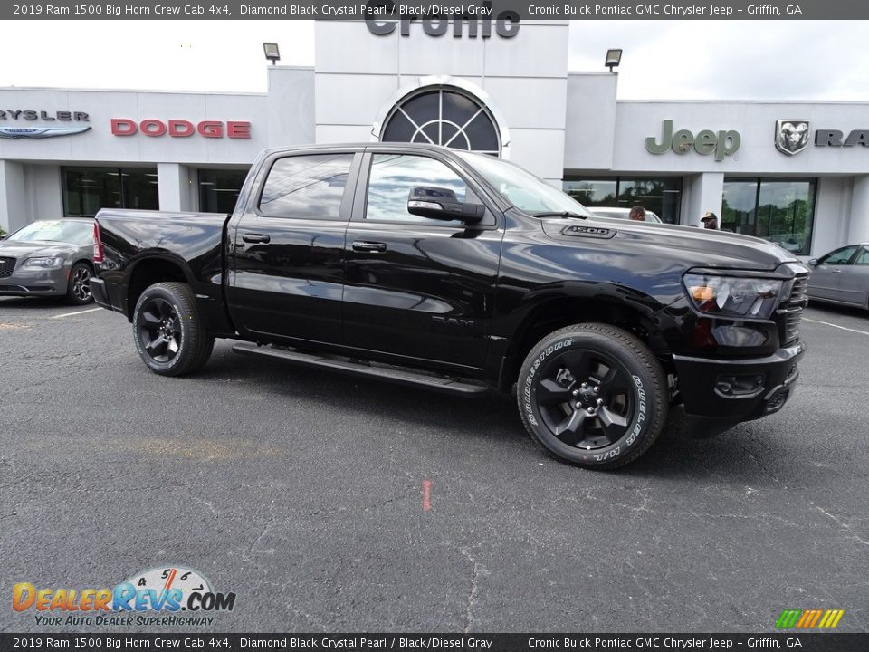 2019 Ram 1500 Big Horn Crew Cab 4x4 Diamond Black Crystal Pearl / Black/Diesel Gray Photo #1