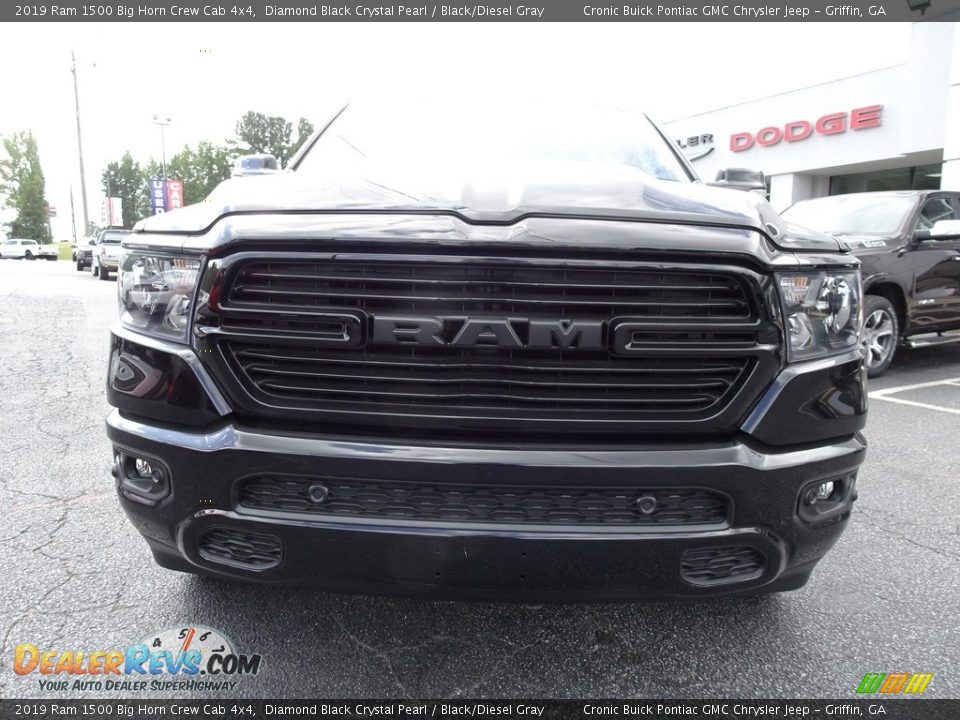 2019 Ram 1500 Big Horn Crew Cab 4x4 Diamond Black Crystal Pearl / Black/Diesel Gray Photo #2
