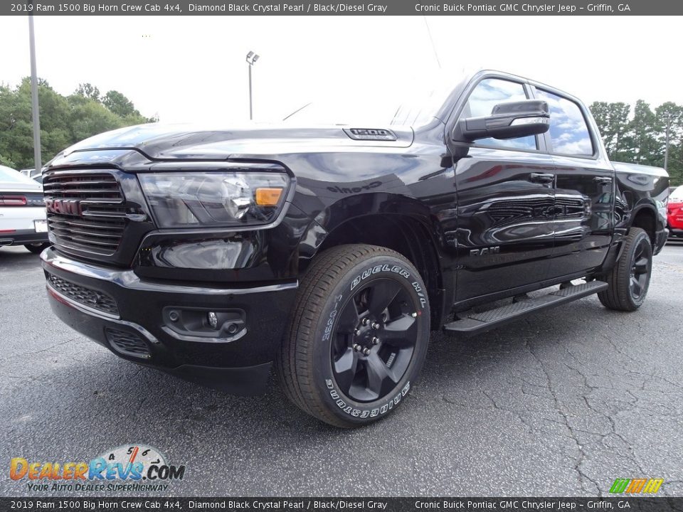2019 Ram 1500 Big Horn Crew Cab 4x4 Diamond Black Crystal Pearl / Black/Diesel Gray Photo #3