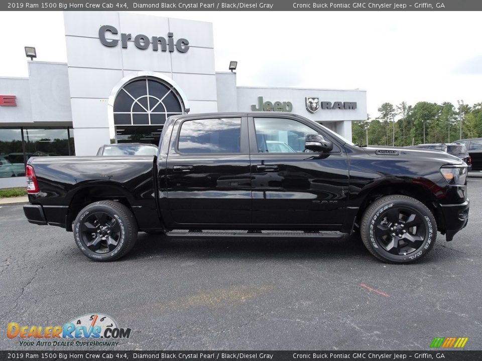 2019 Ram 1500 Big Horn Crew Cab 4x4 Diamond Black Crystal Pearl / Black/Diesel Gray Photo #10