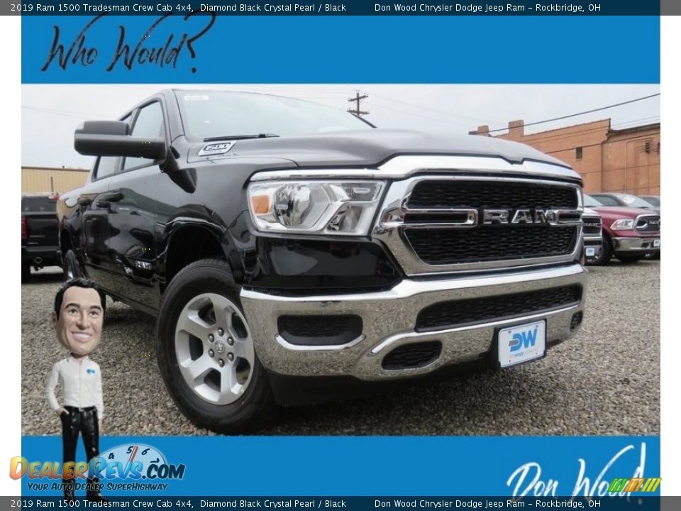 2019 Ram 1500 Tradesman Crew Cab 4x4 Diamond Black Crystal Pearl / Black Photo #1