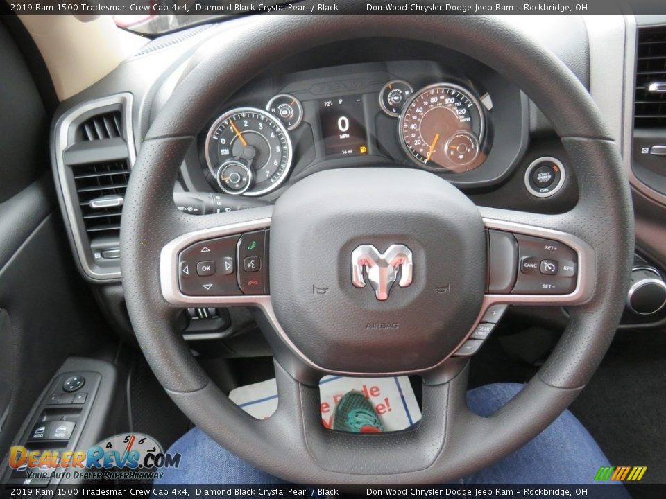 2019 Ram 1500 Tradesman Crew Cab 4x4 Diamond Black Crystal Pearl / Black Photo #28