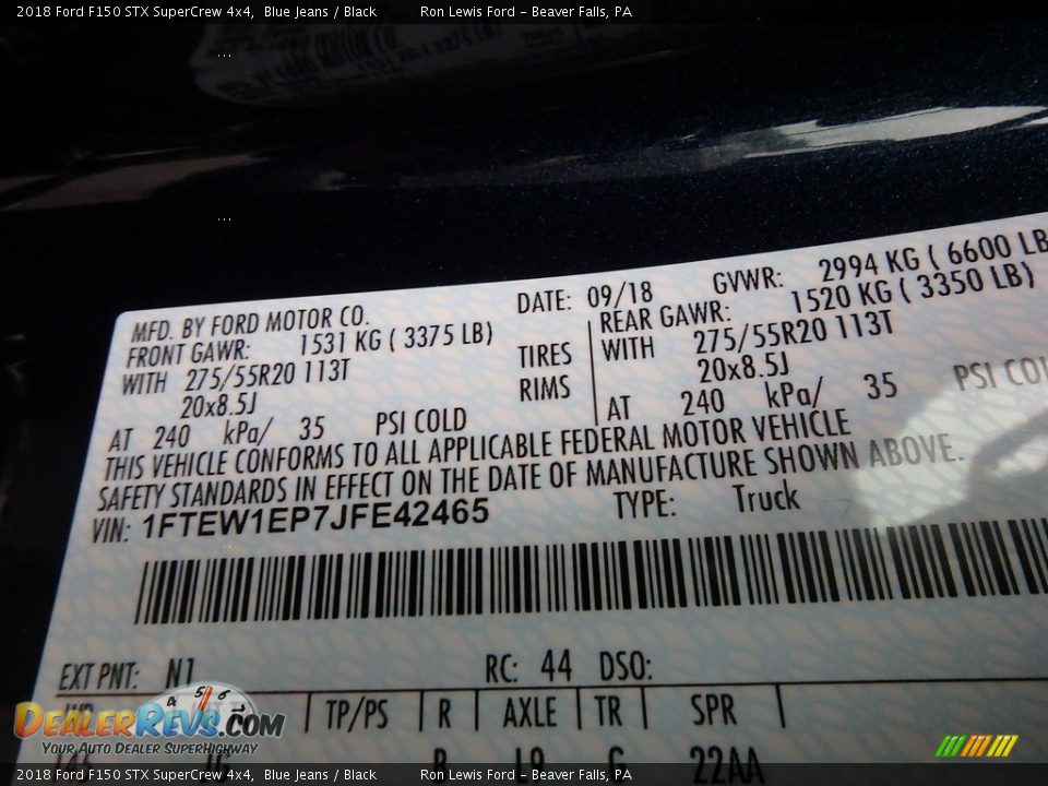 2018 Ford F150 STX SuperCrew 4x4 Blue Jeans / Black Photo #14