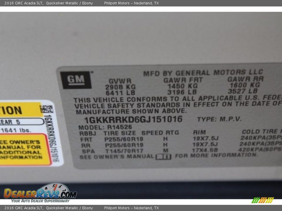 2016 GMC Acadia SLT Quicksilver Metallic / Ebony Photo #35