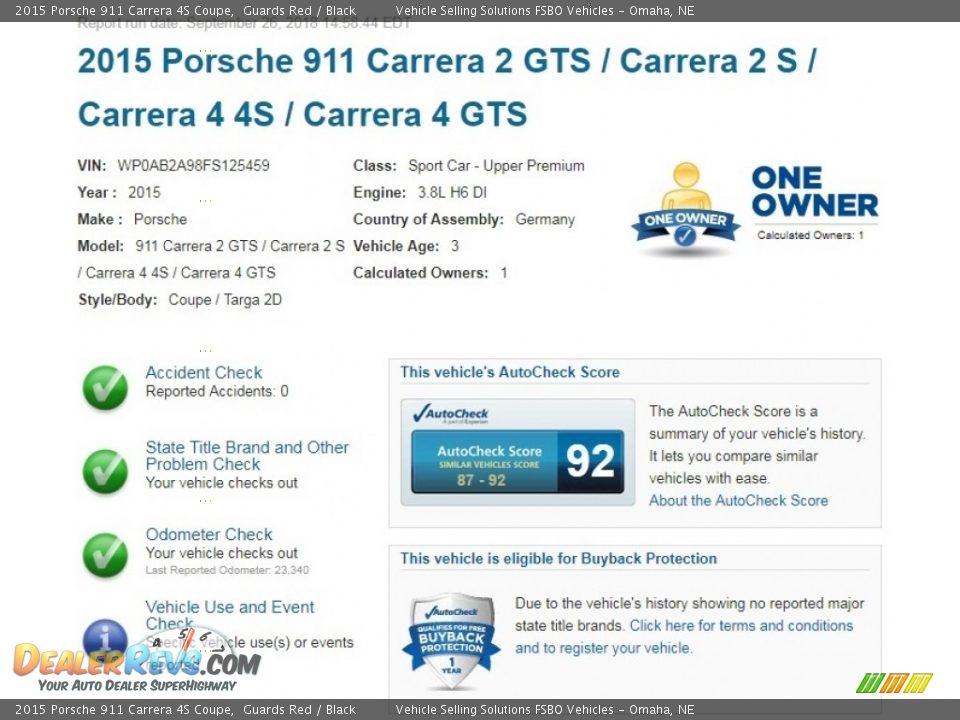 Dealer Info of 2015 Porsche 911 Carrera 4S Coupe Photo #2