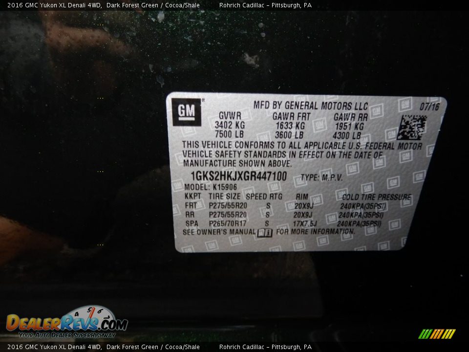 2016 GMC Yukon XL Denali 4WD Dark Forest Green / Cocoa/Shale Photo #18