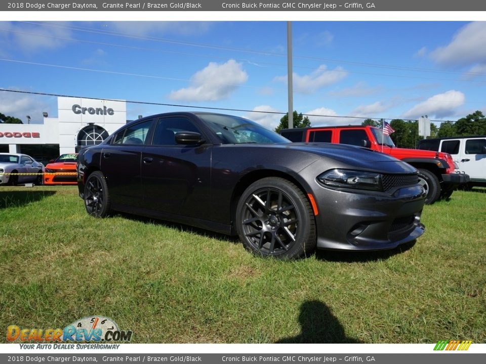2018 Dodge Charger Daytona Granite Pearl / Brazen Gold/Black Photo #1