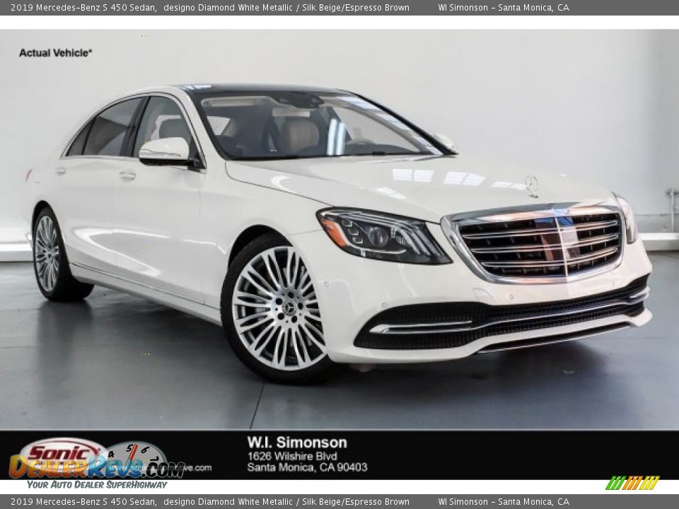 2019 Mercedes-Benz S 450 Sedan designo Diamond White Metallic / Silk Beige/Espresso Brown Photo #1