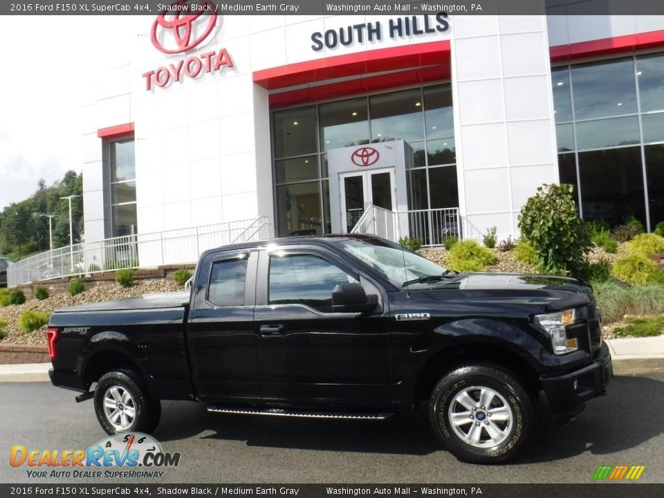 2016 Ford F150 XL SuperCab 4x4 Shadow Black / Medium Earth Gray Photo #2