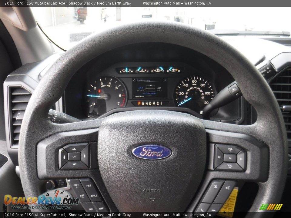 2016 Ford F150 XL SuperCab 4x4 Shadow Black / Medium Earth Gray Photo #21