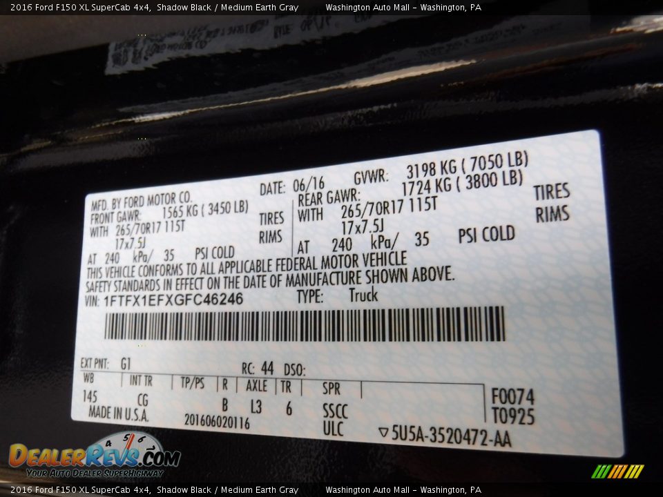 2016 Ford F150 XL SuperCab 4x4 Shadow Black / Medium Earth Gray Photo #24