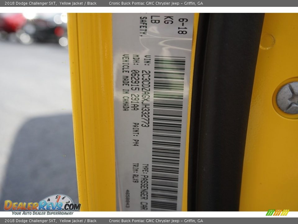 2018 Dodge Challenger SXT Yellow Jacket / Black Photo #13