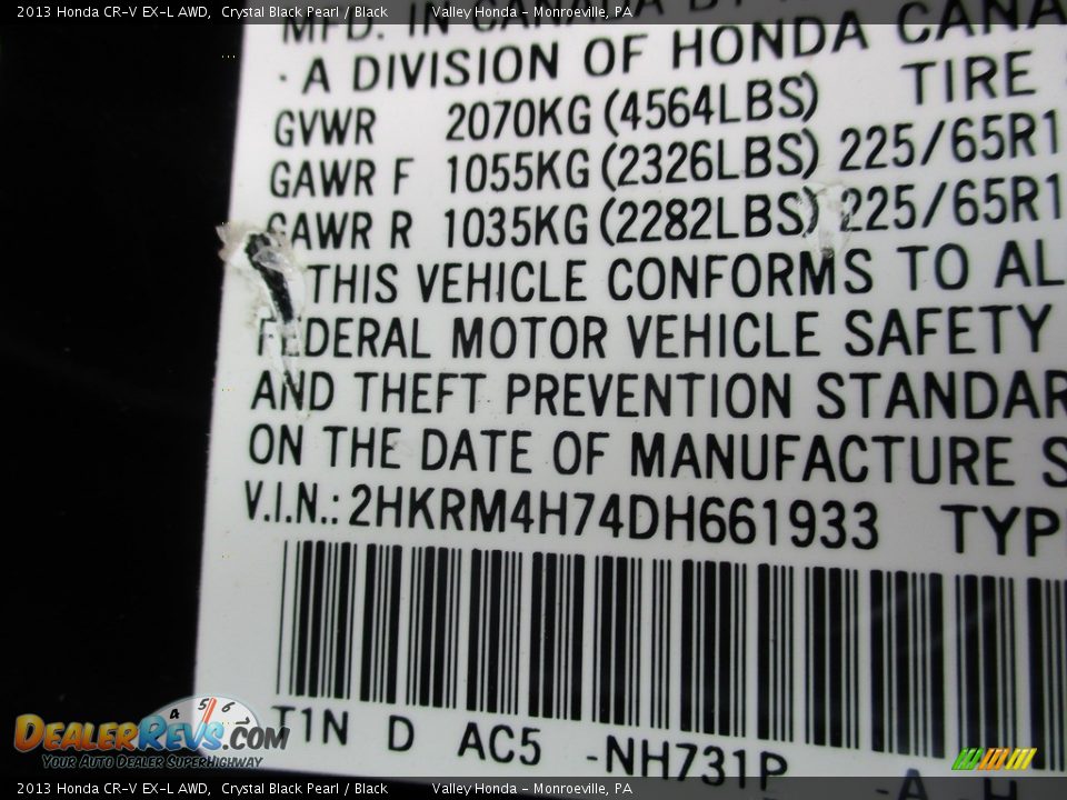 2013 Honda CR-V EX-L AWD Crystal Black Pearl / Black Photo #19