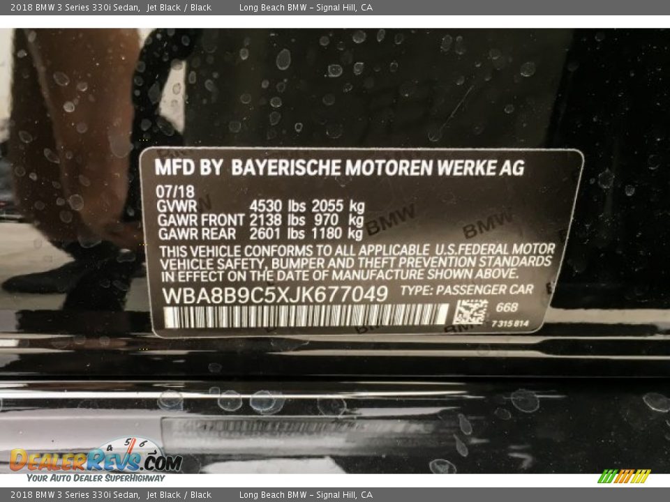 2018 BMW 3 Series 330i Sedan Jet Black / Black Photo #11