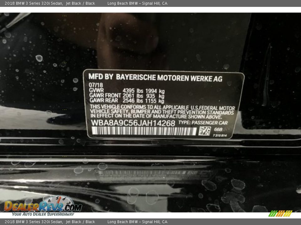 2018 BMW 3 Series 320i Sedan Jet Black / Black Photo #10
