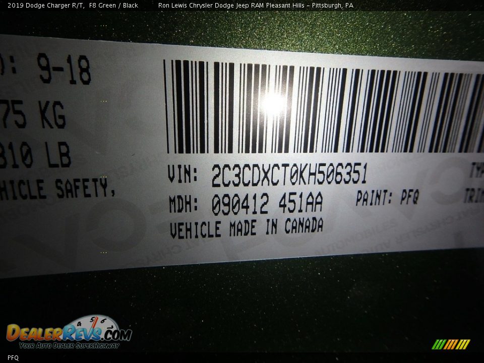 Dodge Color Code PFQ F8 Green