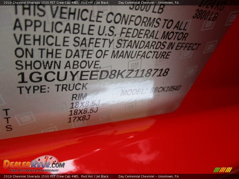 2019 Chevrolet Silverado 1500 RST Crew Cab 4WD Red Hot / Jet Black Photo #19