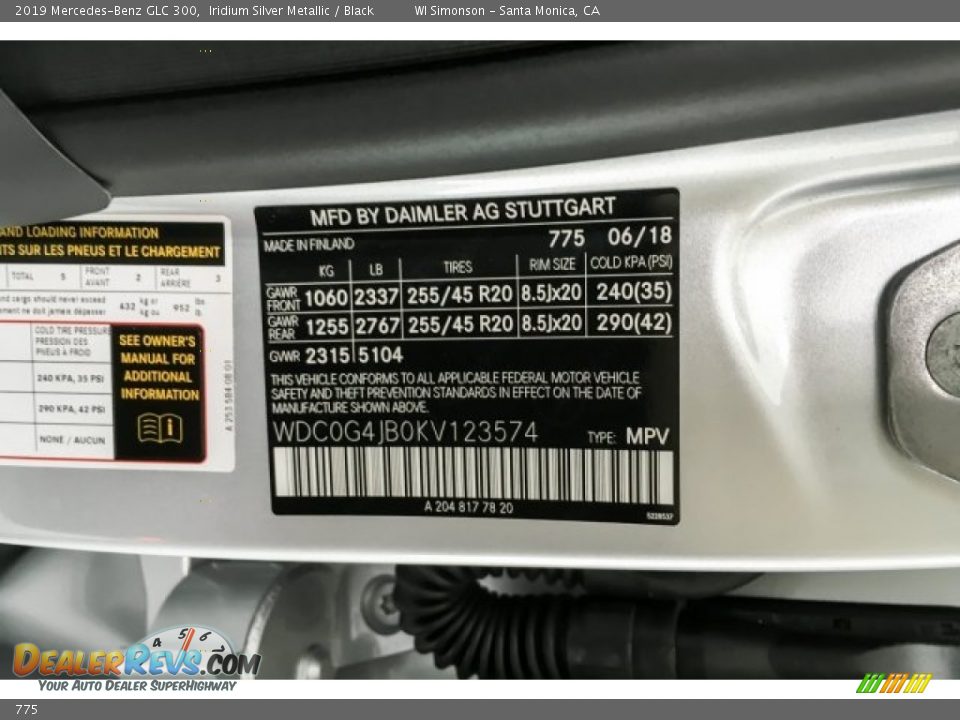 Mercedes-Benz Color Code 775 Iridium Silver Metallic