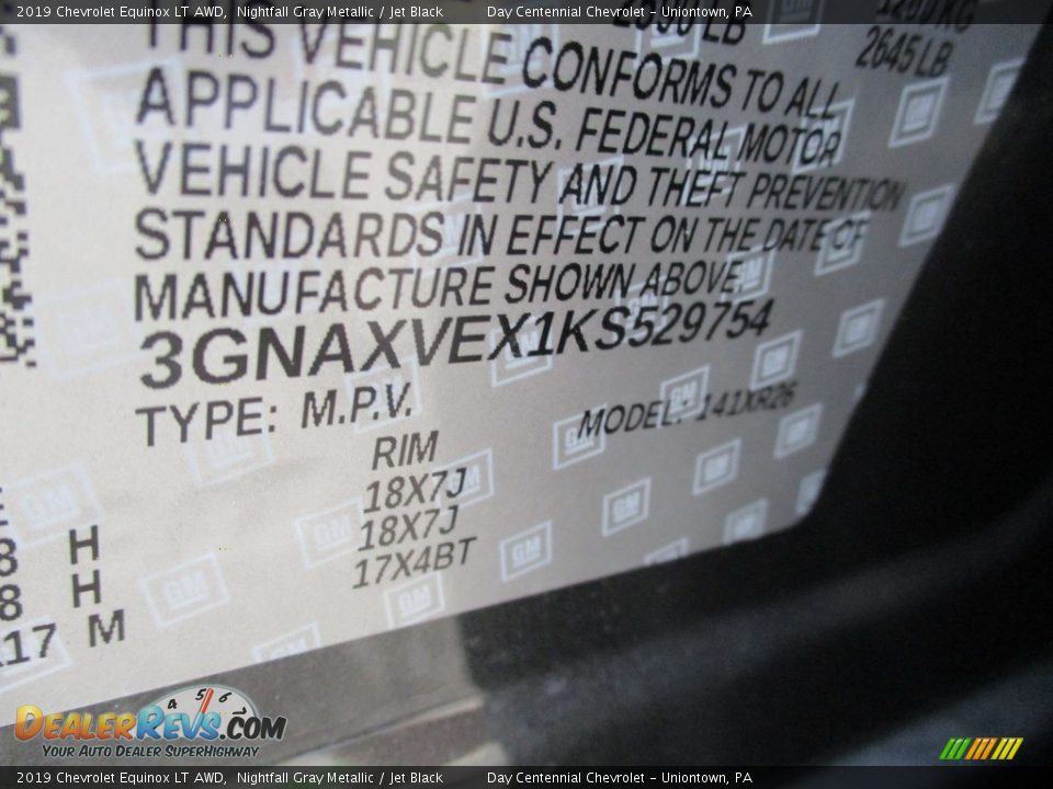 2019 Chevrolet Equinox LT AWD Nightfall Gray Metallic / Jet Black Photo #14