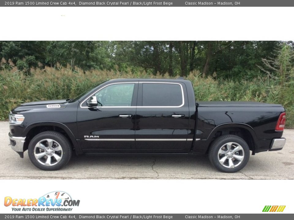 2019 Ram 1500 Limited Crew Cab 4x4 Diamond Black Crystal Pearl / Black/Light Frost Beige Photo #3
