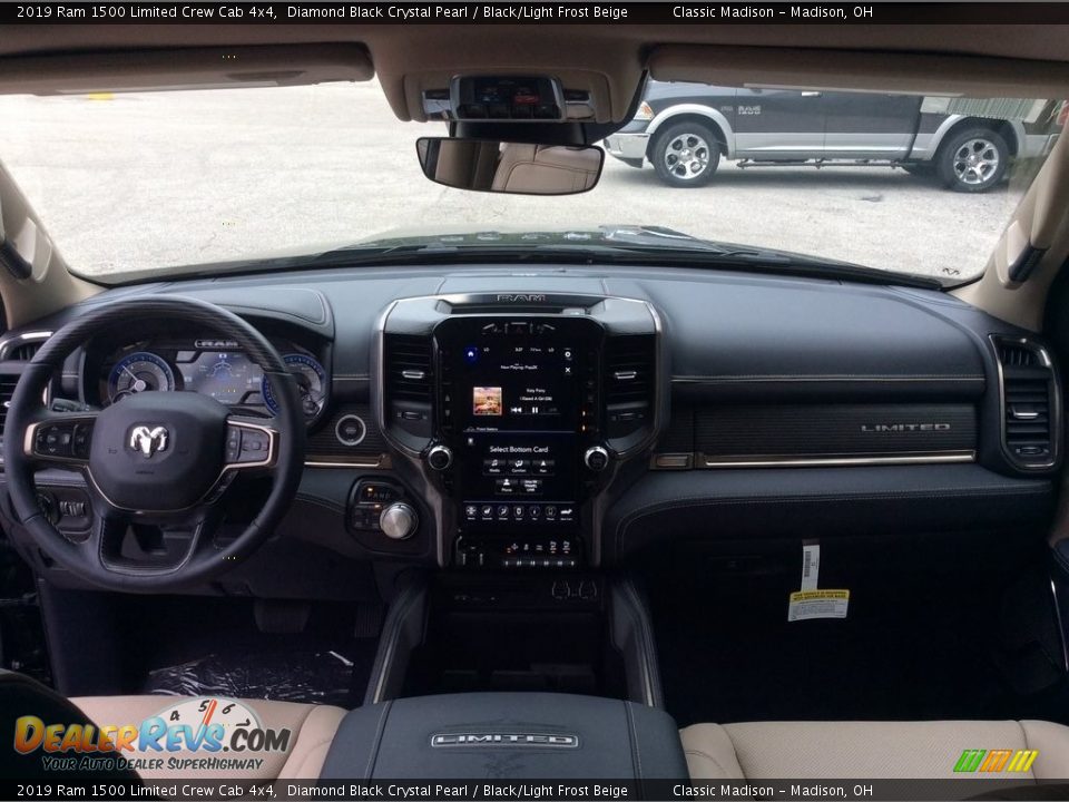 2019 Ram 1500 Limited Crew Cab 4x4 Diamond Black Crystal Pearl / Black/Light Frost Beige Photo #13