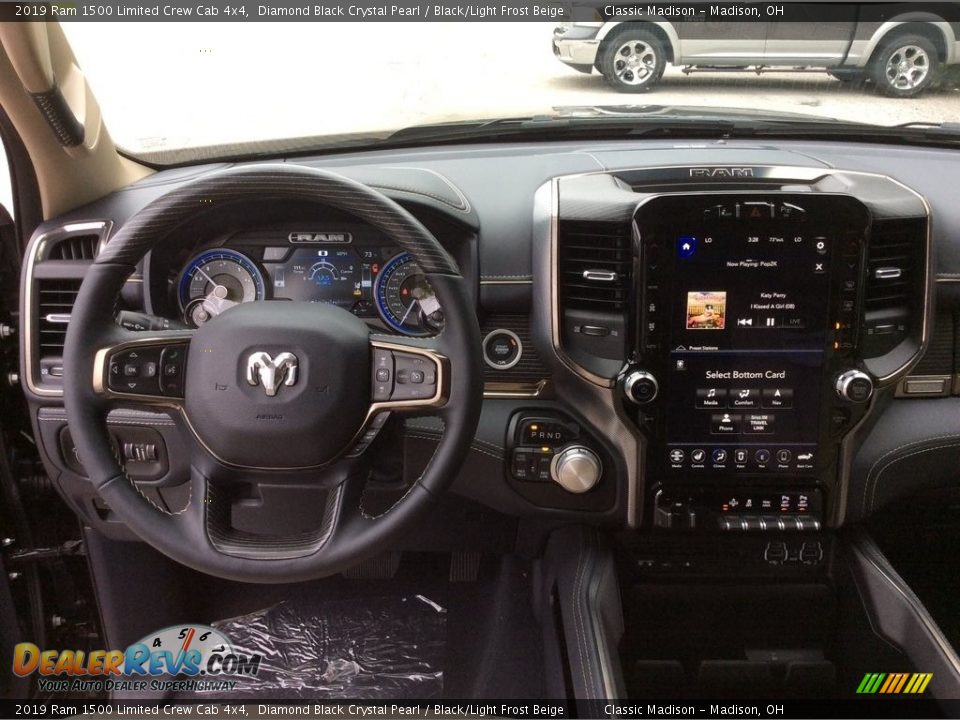 2019 Ram 1500 Limited Crew Cab 4x4 Diamond Black Crystal Pearl / Black/Light Frost Beige Photo #14