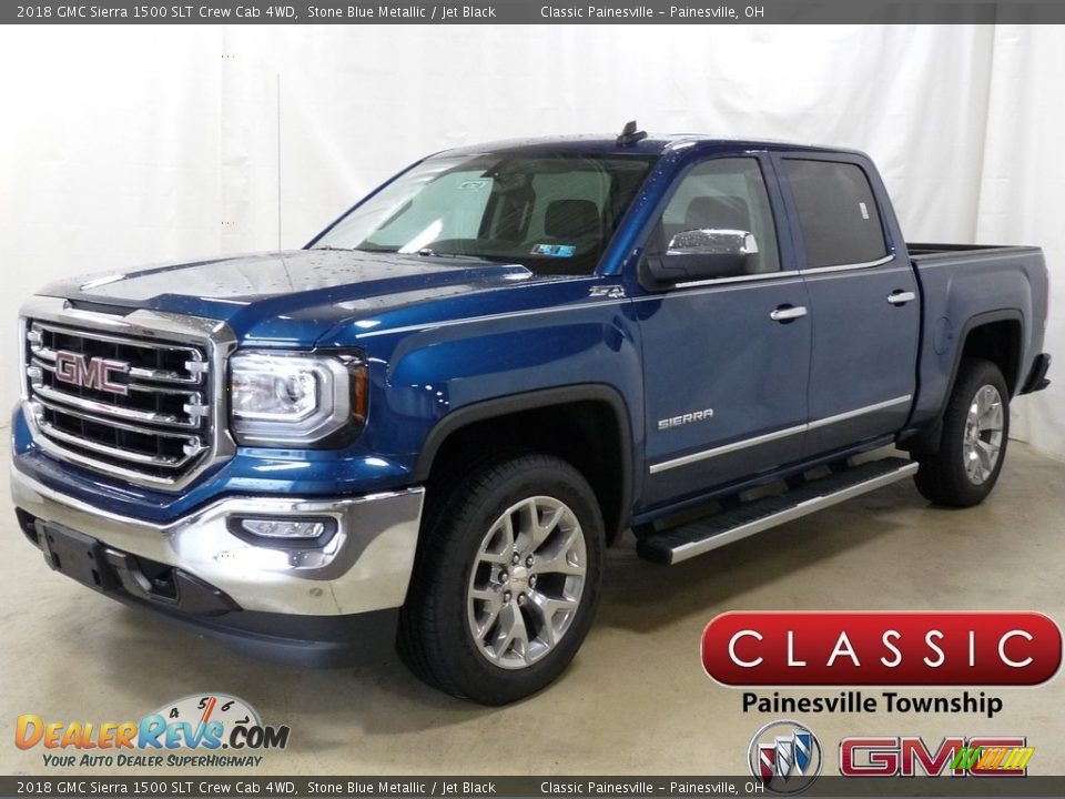 2018 GMC Sierra 1500 SLT Crew Cab 4WD Stone Blue Metallic / Jet Black Photo #1