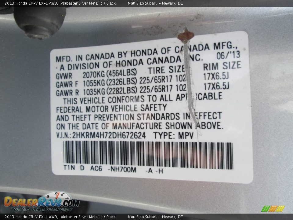 2013 Honda CR-V EX-L AWD Alabaster Silver Metallic / Black Photo #30