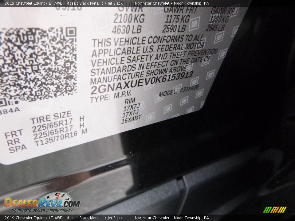 2019 Chevrolet Equinox LT AWD Mosaic Black Metallic / Jet Black Photo #16