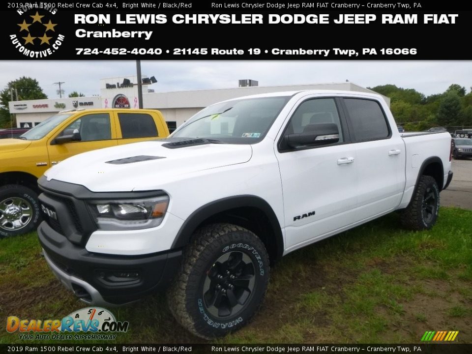 2019 Ram 1500 Rebel Crew Cab 4x4 Bright White / Black/Red Photo #1
