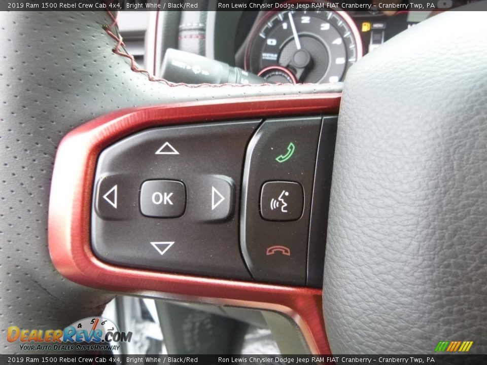 2019 Ram 1500 Rebel Crew Cab 4x4 Bright White / Black/Red Photo #19