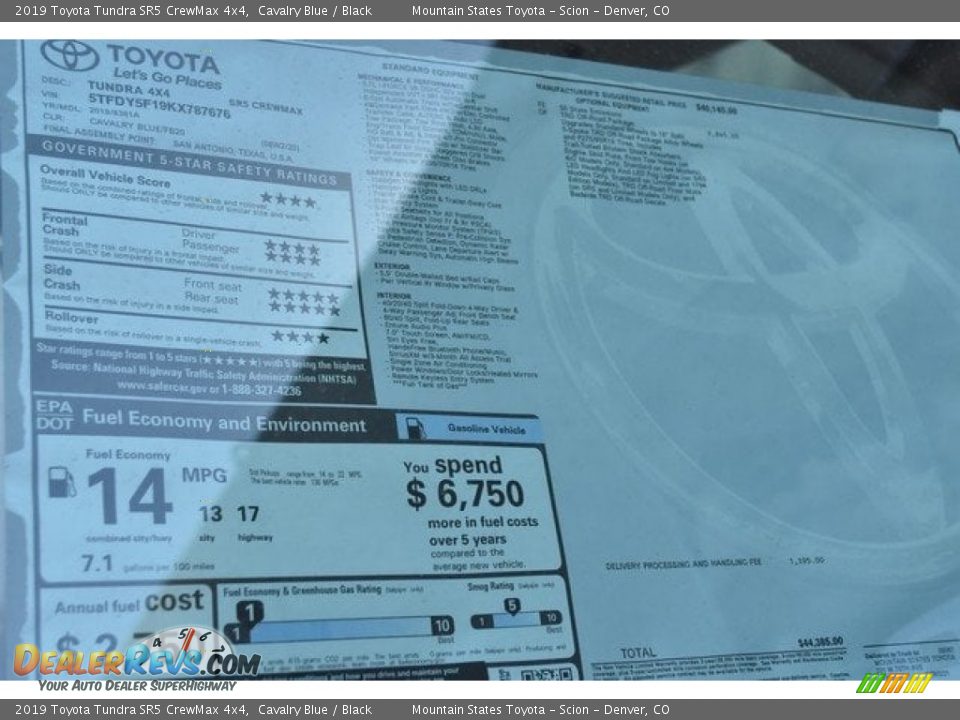 2019 Toyota Tundra SR5 CrewMax 4x4 Cavalry Blue / Black Photo #36