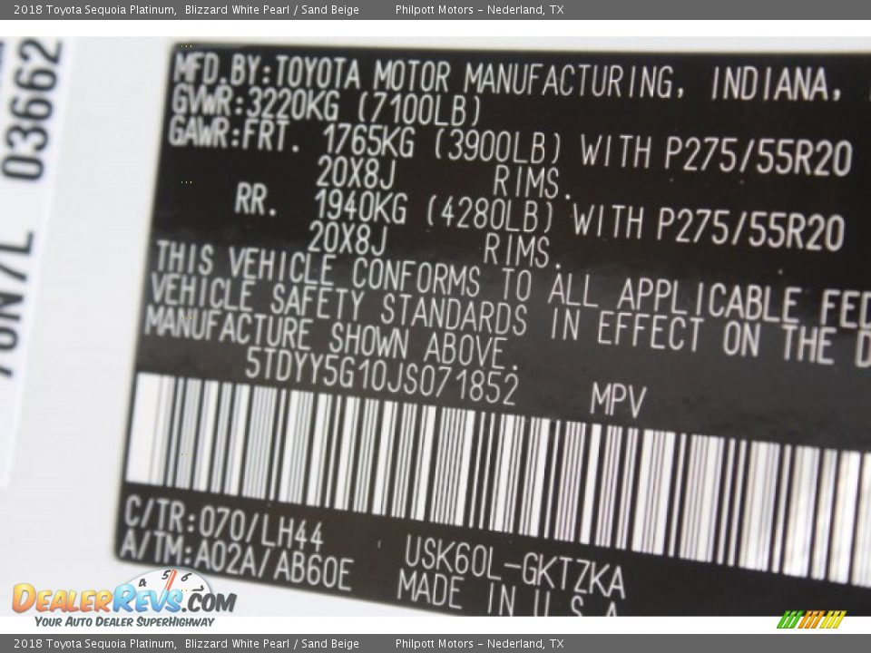 2018 Toyota Sequoia Platinum Blizzard White Pearl / Sand Beige Photo #36