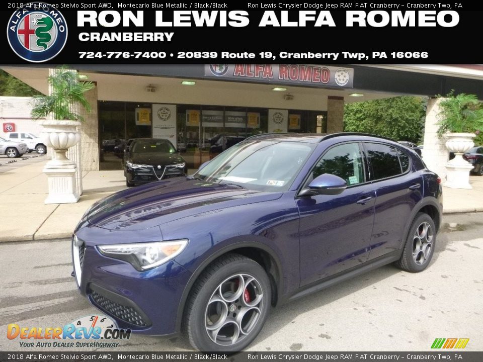 2018 Alfa Romeo Stelvio Sport AWD Montecarlo Blue Metallic / Black/Black Photo #1