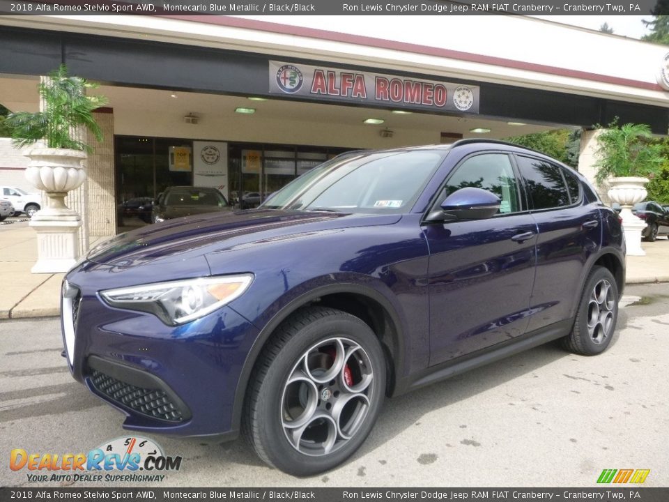 2018 Alfa Romeo Stelvio Sport AWD Montecarlo Blue Metallic / Black/Black Photo #2