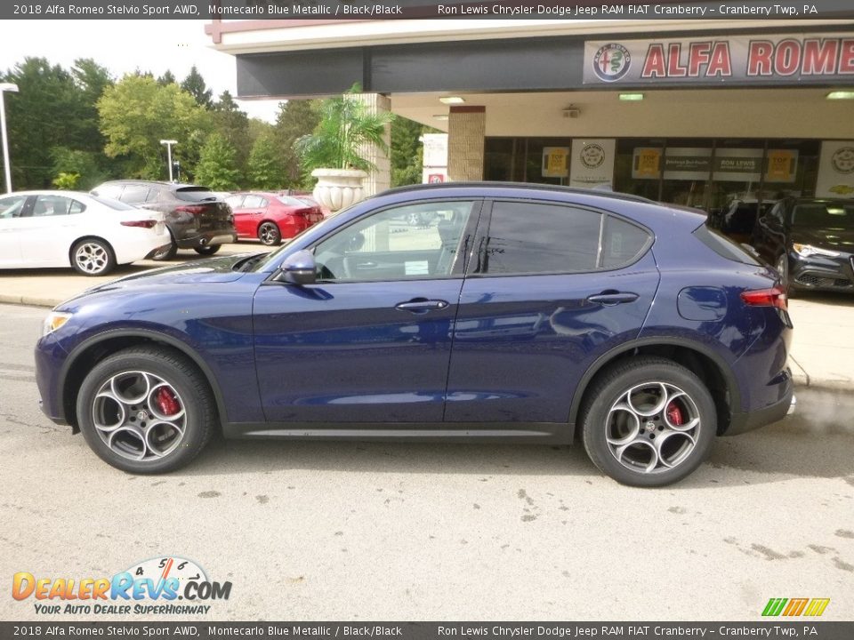 2018 Alfa Romeo Stelvio Sport AWD Montecarlo Blue Metallic / Black/Black Photo #3