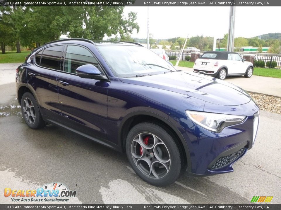 2018 Alfa Romeo Stelvio Sport AWD Montecarlo Blue Metallic / Black/Black Photo #10