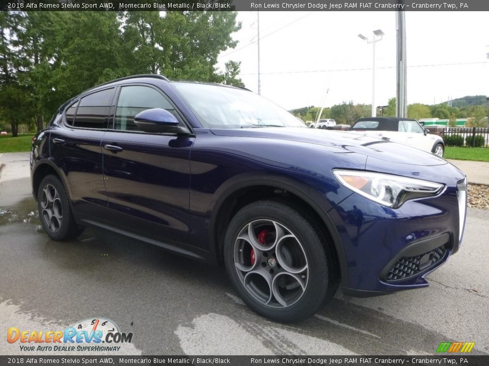 2018 Alfa Romeo Stelvio Sport AWD Montecarlo Blue Metallic / Black/Black Photo #11