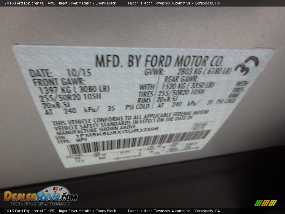 2016 Ford Explorer XLT 4WD Ingot Silver Metallic / Ebony Black Photo #23